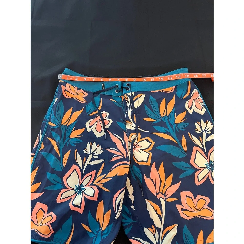O'Neill Hyperfreak Mens Floral Board Shorts Navy Blue Orange Swim Trunks 30